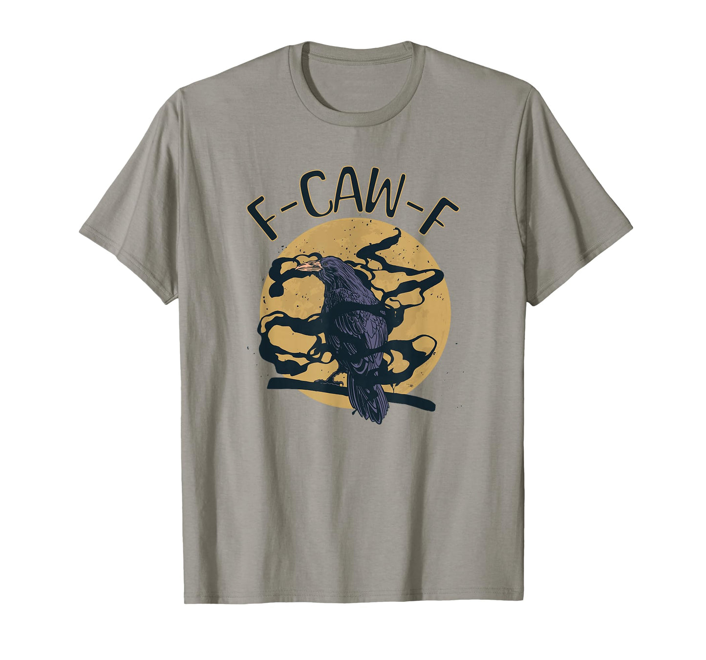 F-CAW-F Gothic Crow Raven Full Moon Dark Mystical Design T-Shirt