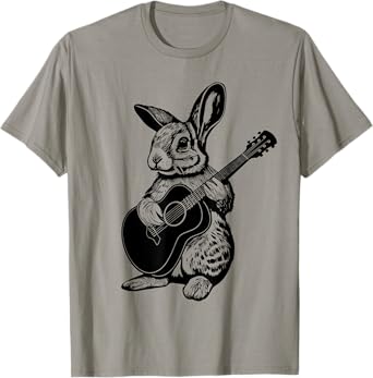 Bunny Playing Acoustic Guitar Easter Rabbit Women, Men, Kids T-Shirt