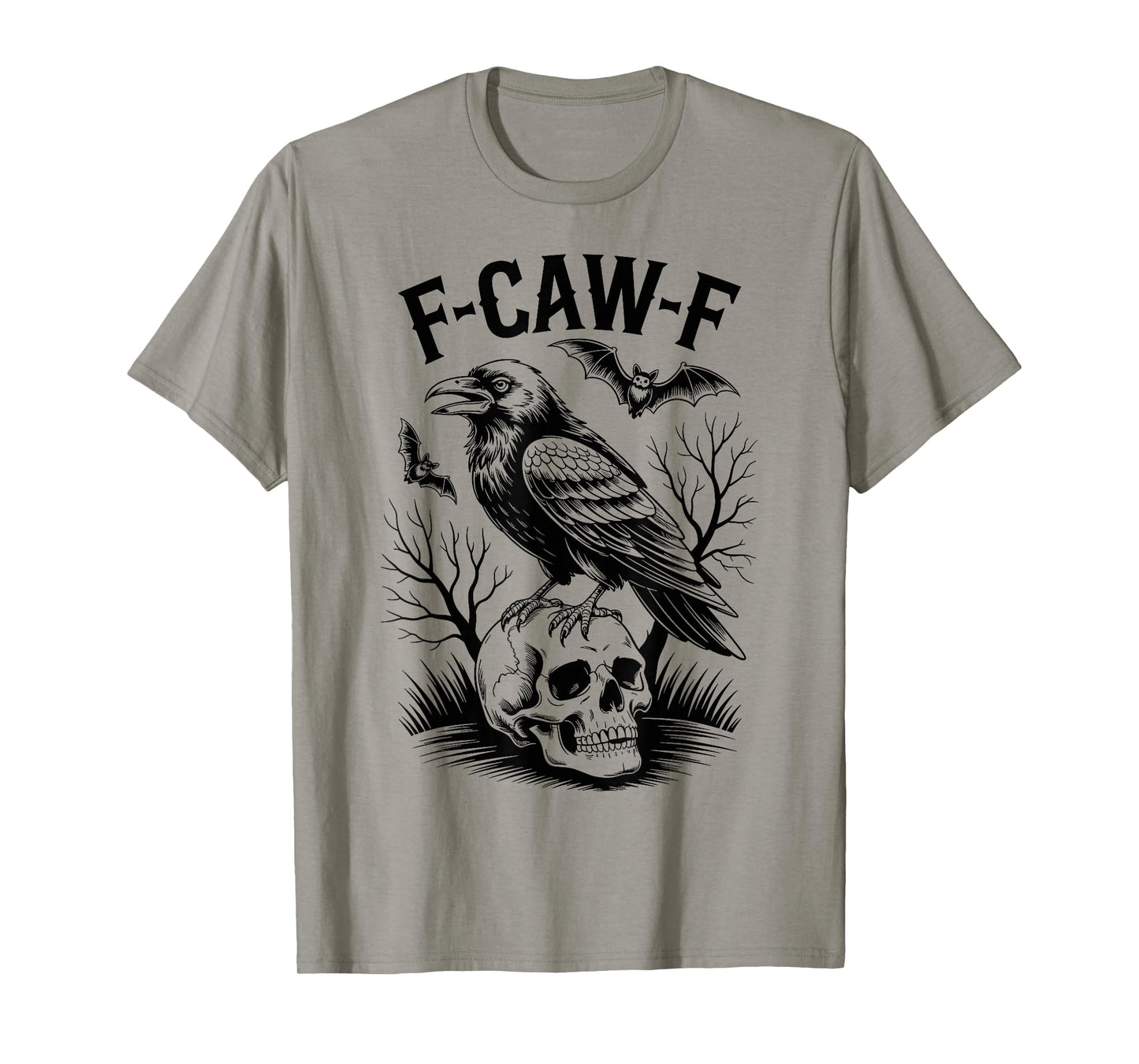 F CAW F Retro Crow Funny Adult Humor Halloween T-Shirt