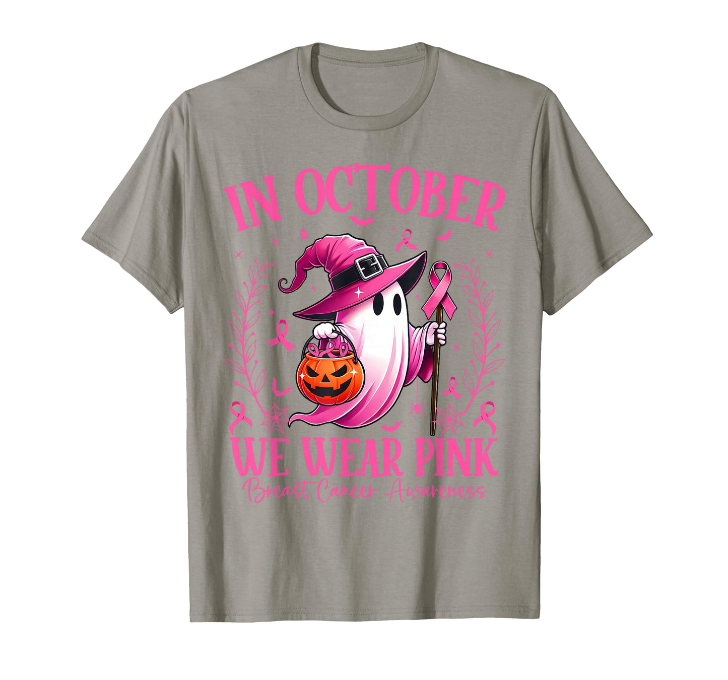 In October We Wear Pink Breast Cancer Awareness Halloween T-Shirt
