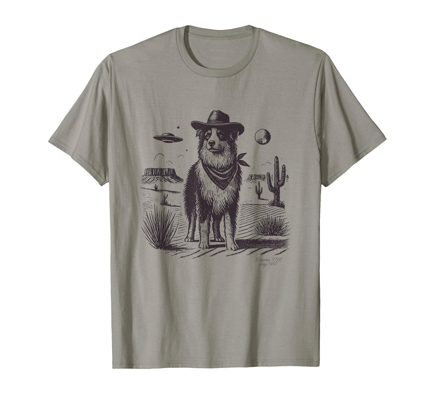 Australian Shepherd Cowboy, Aussie Cowboy UFO, Cowboy Hat T-Shirt