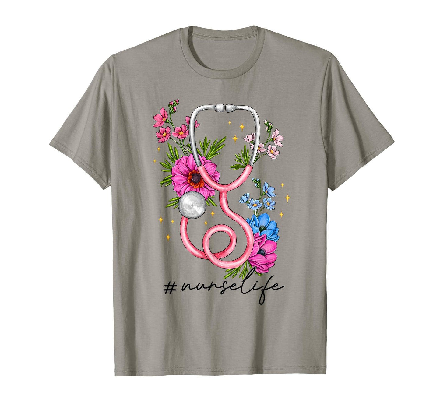 Heart Stethoscope Flower Doctor Nurse RN Nursing Women Girl T-Shirt