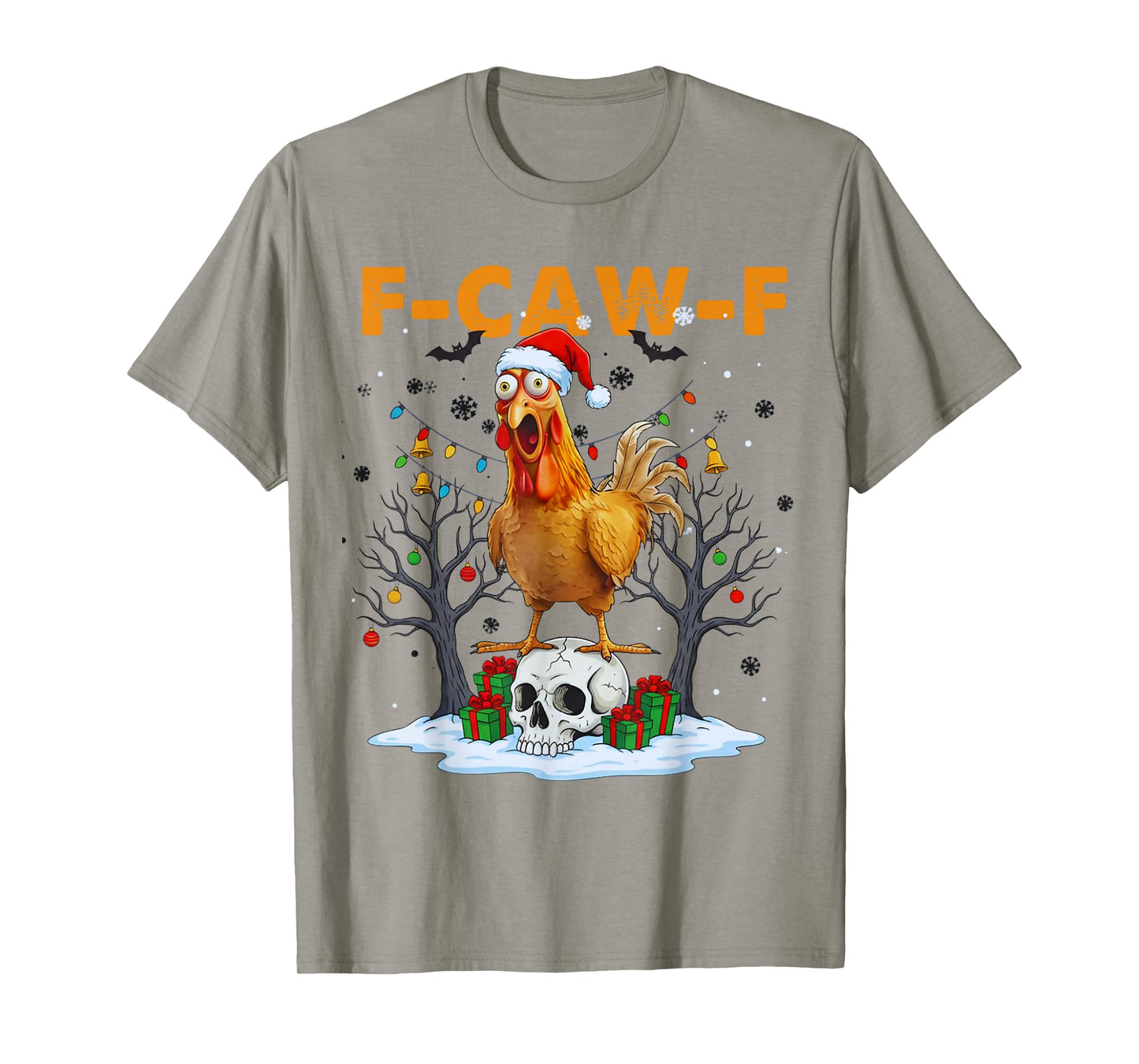 Funny Chicken F-CAW-F Christmas Halloween Skull FcawF Xmas T-Shirt