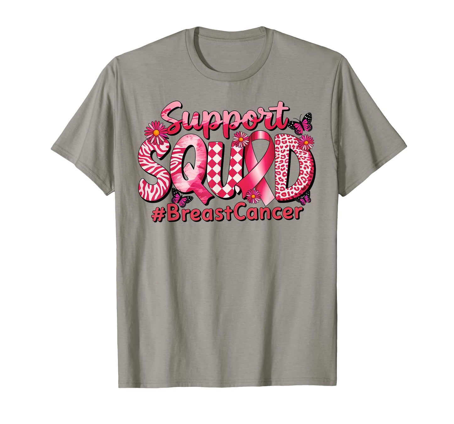 Breast Cancer Warrior Support Squad Pink Ribbon Women T-Shirt