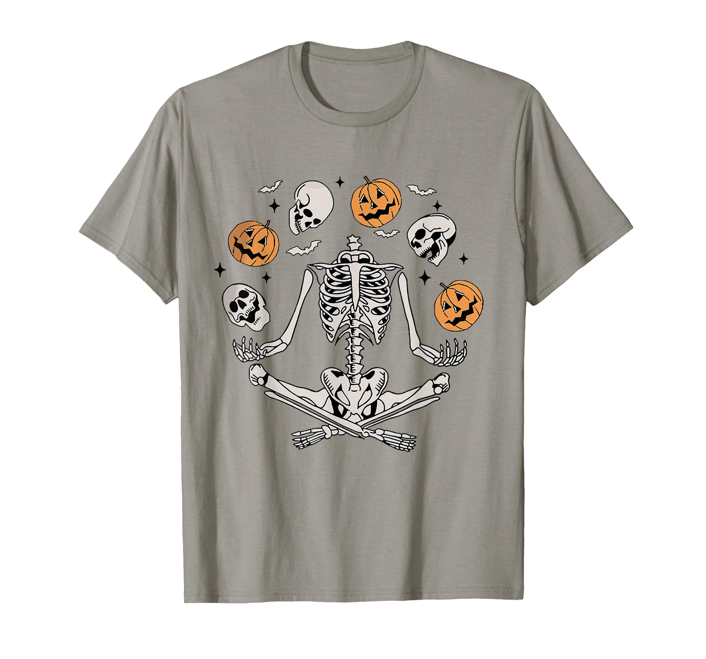 Retro Skeleton Halloween Spooky Season Pumpkin Skull Funny T-Shirt