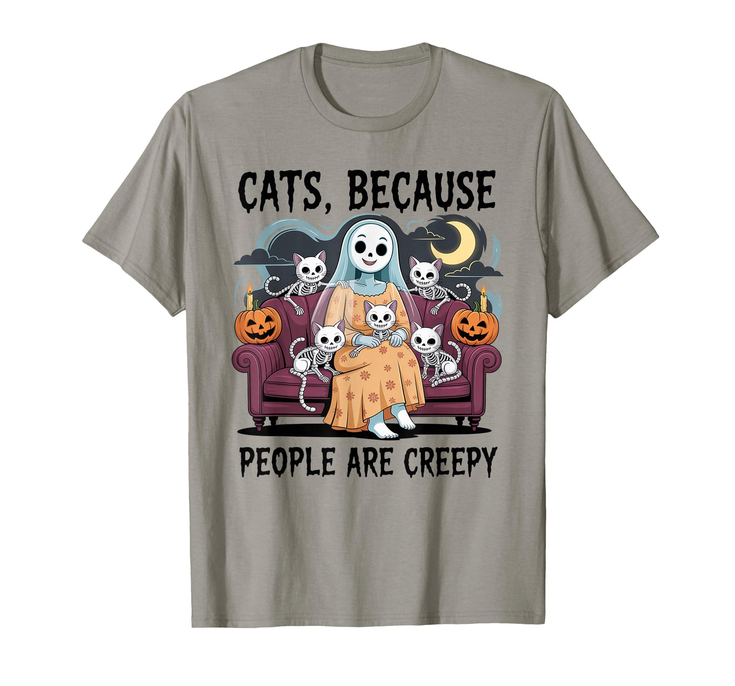 Cats Because People are Creepy Ghost Halloween Cat Mom Kids T-Shirt