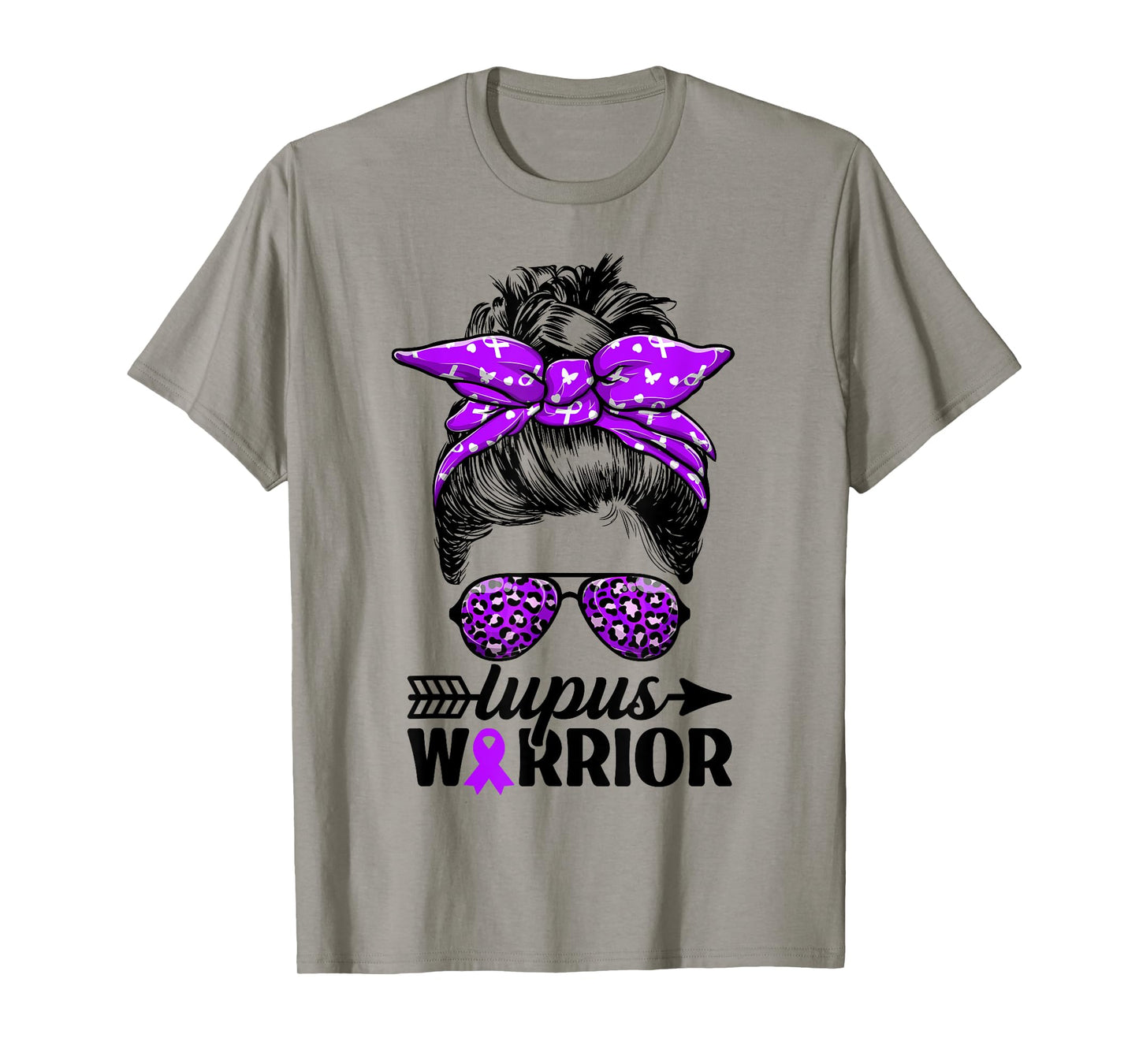 Lupus Warrior Messy Bun Women - Wear Purple Lupus Awareness T-Shirt