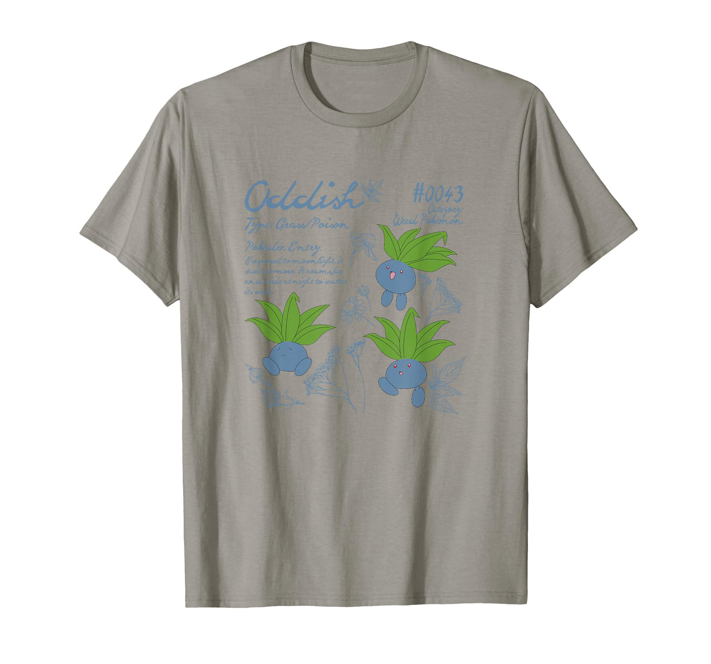 Pokémon Cute Oddish #0043 Pokédex Entry & Type Info T-Shirt