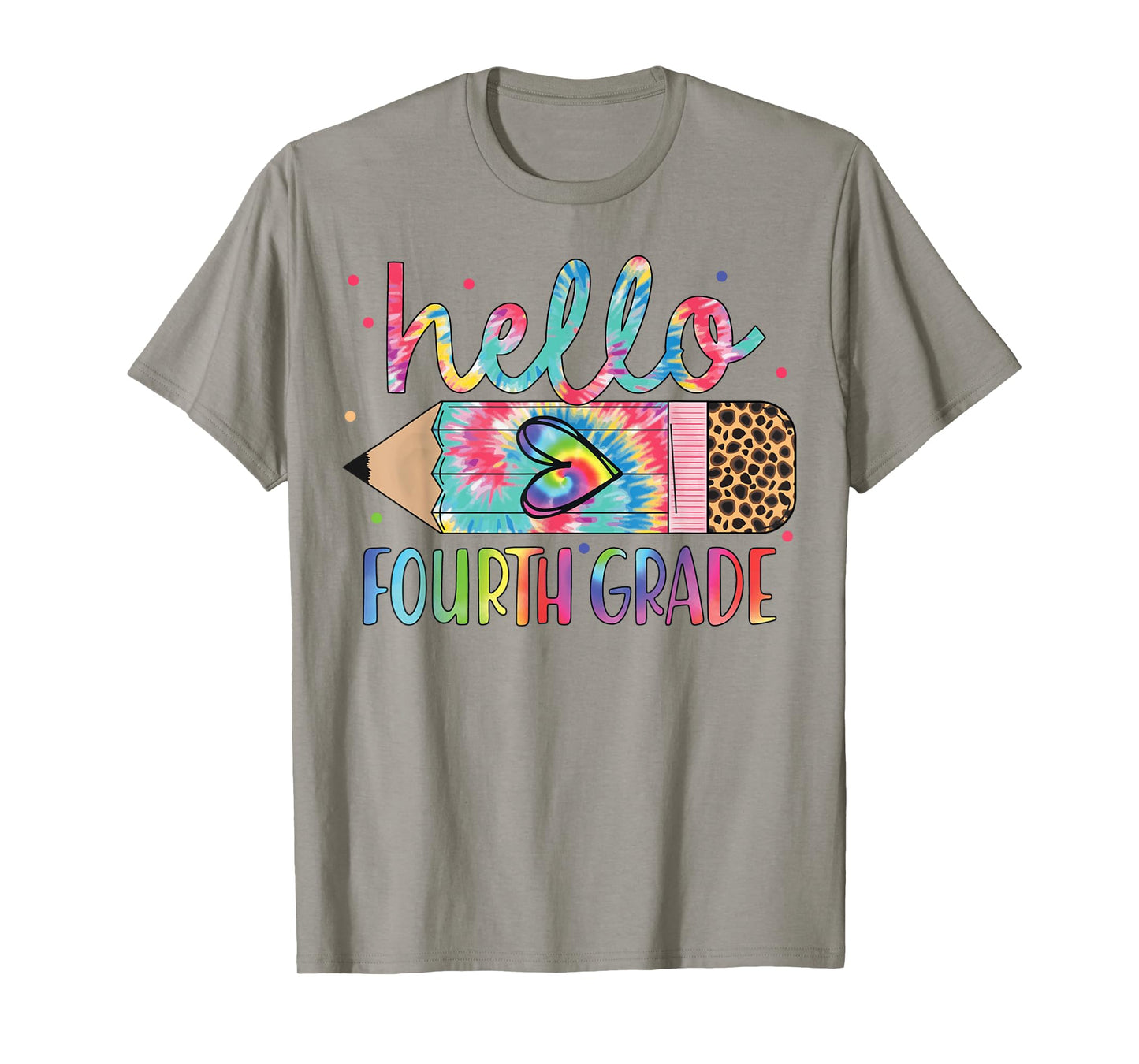 Hello Fourth Grade Tie Dye Pencil Back To School 4th Grade T-Shirt