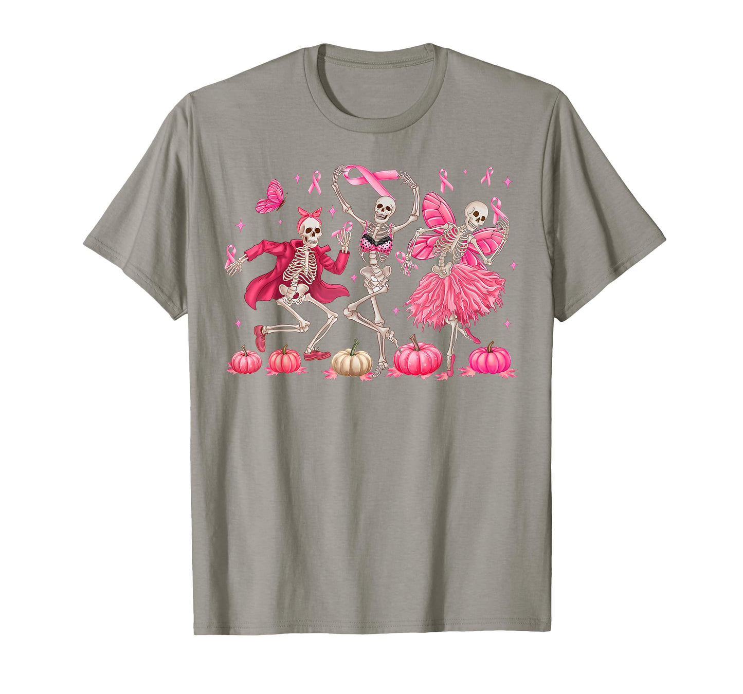 Pink Ribbon Breast Cancer Awareness Skeleton Women Men Kids T-Shirt