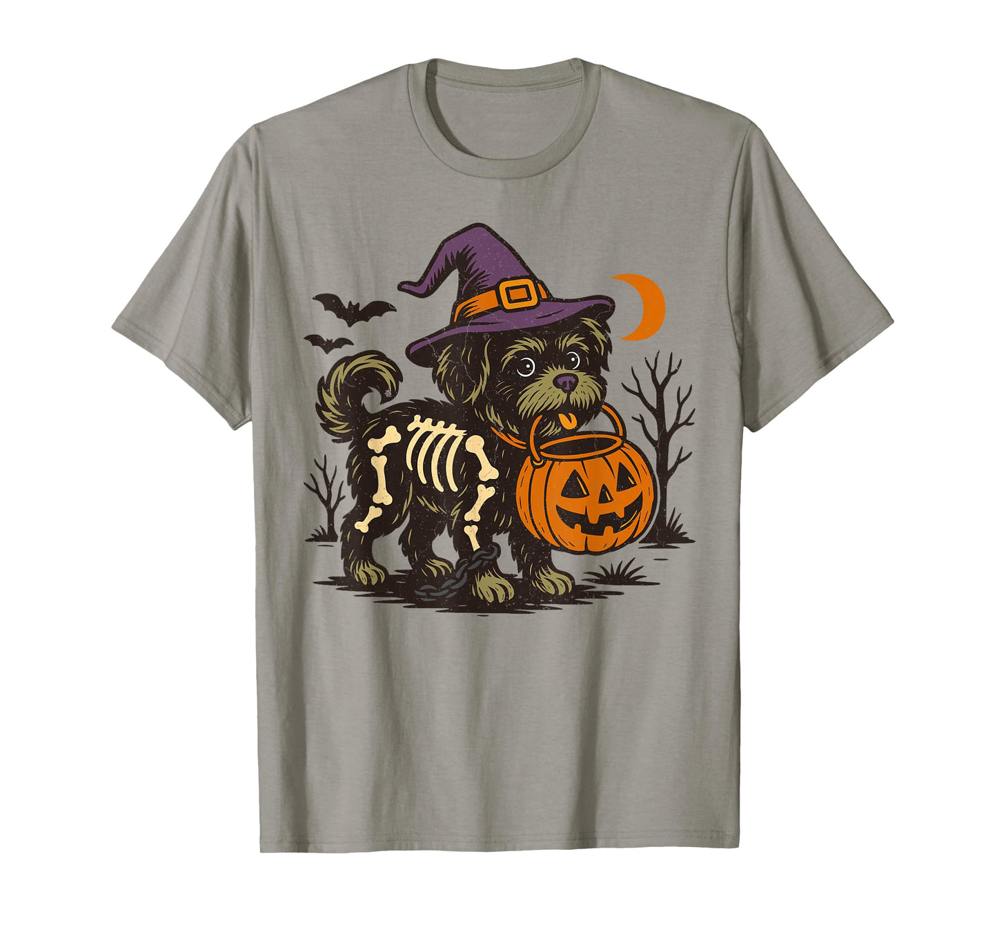 Halloween Shih Tzu Tees Dog Skeleton Spooky Chinese Lion Dog T-Shirt