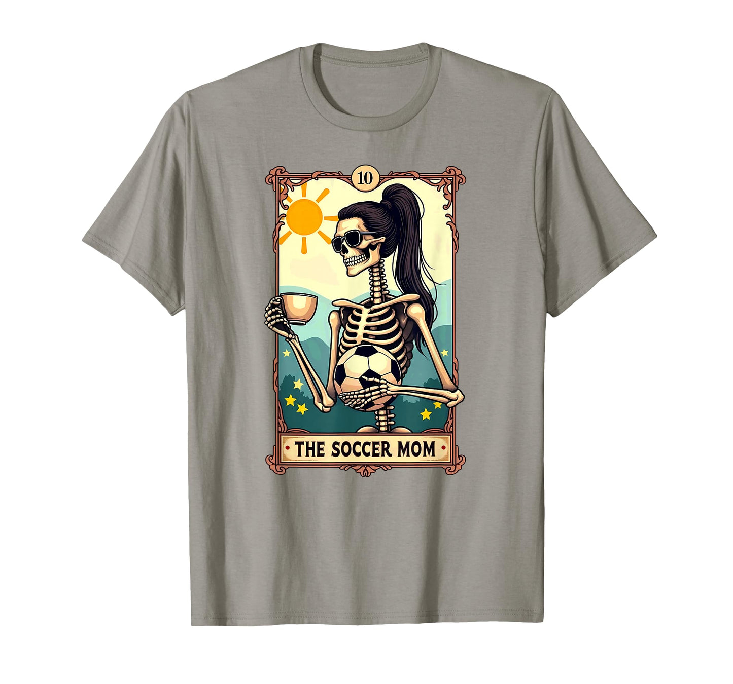 Gothic Tarot Card Skeleton Coffee Soccer Mom T-Shirt