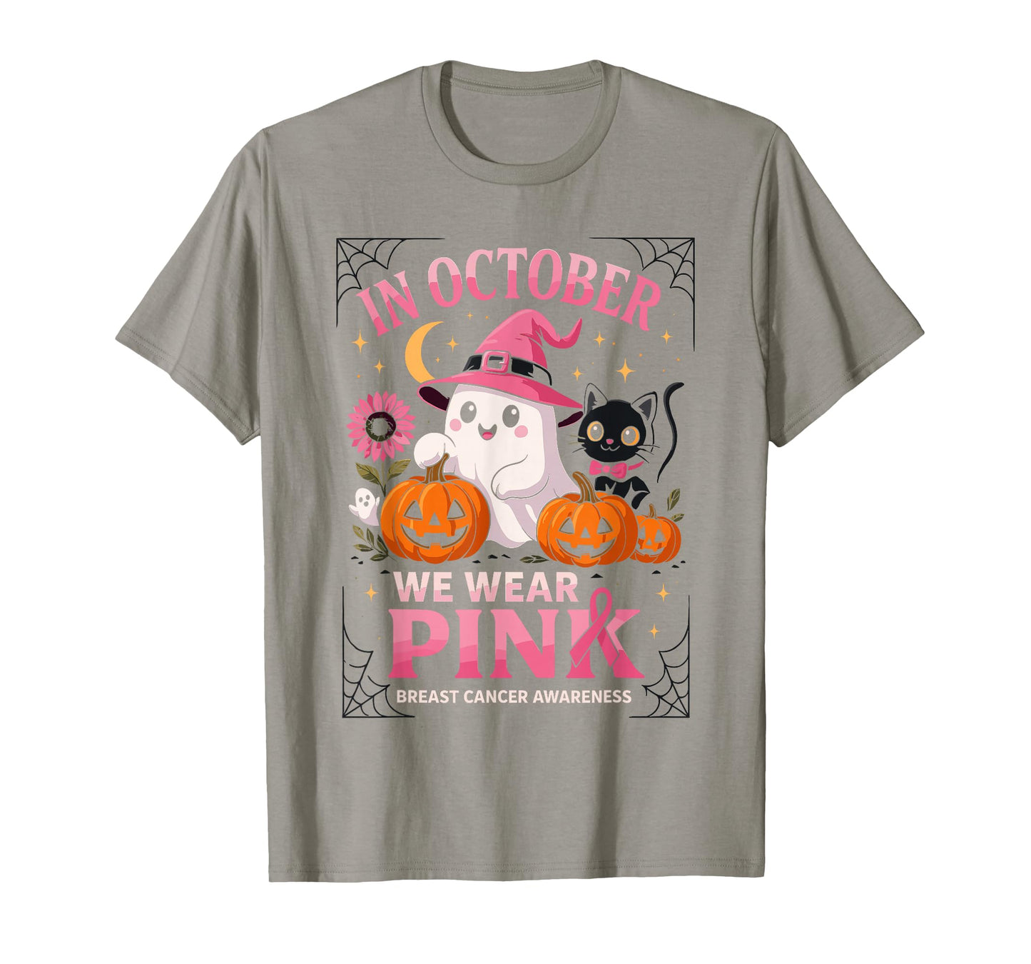 Breast Cancer Shirts Women Halloween in October We Wear Pink T-Shirt