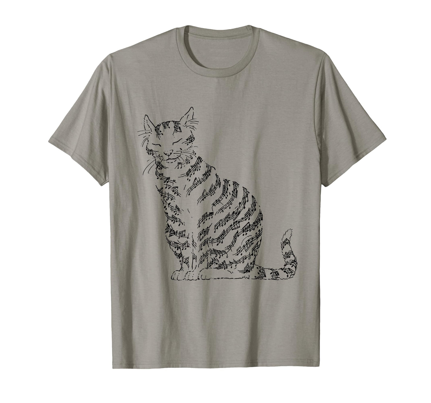 Cute Cat Kitty Playing Music Note Clef Musician Art Men Women Kids T-Shirt