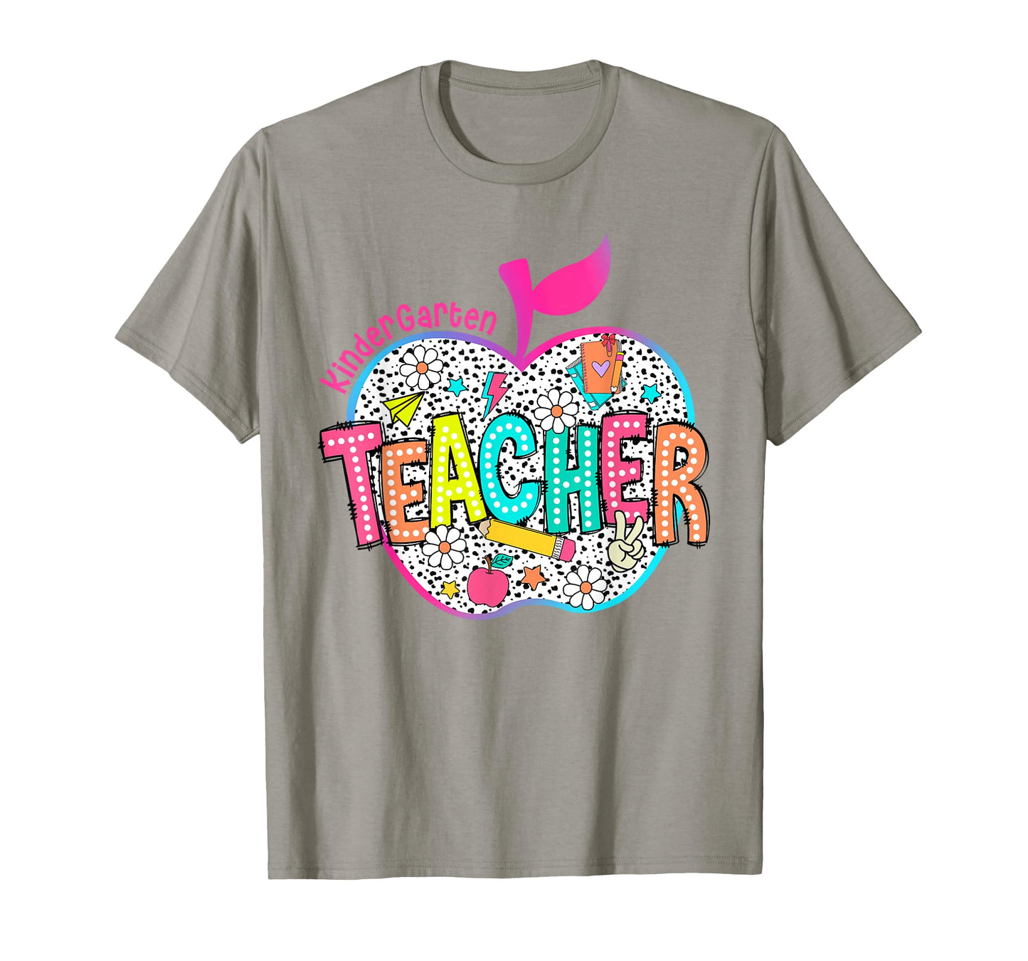 Kindergarten Teacher Back To School Apple Dalmatian Dots T-Shirt