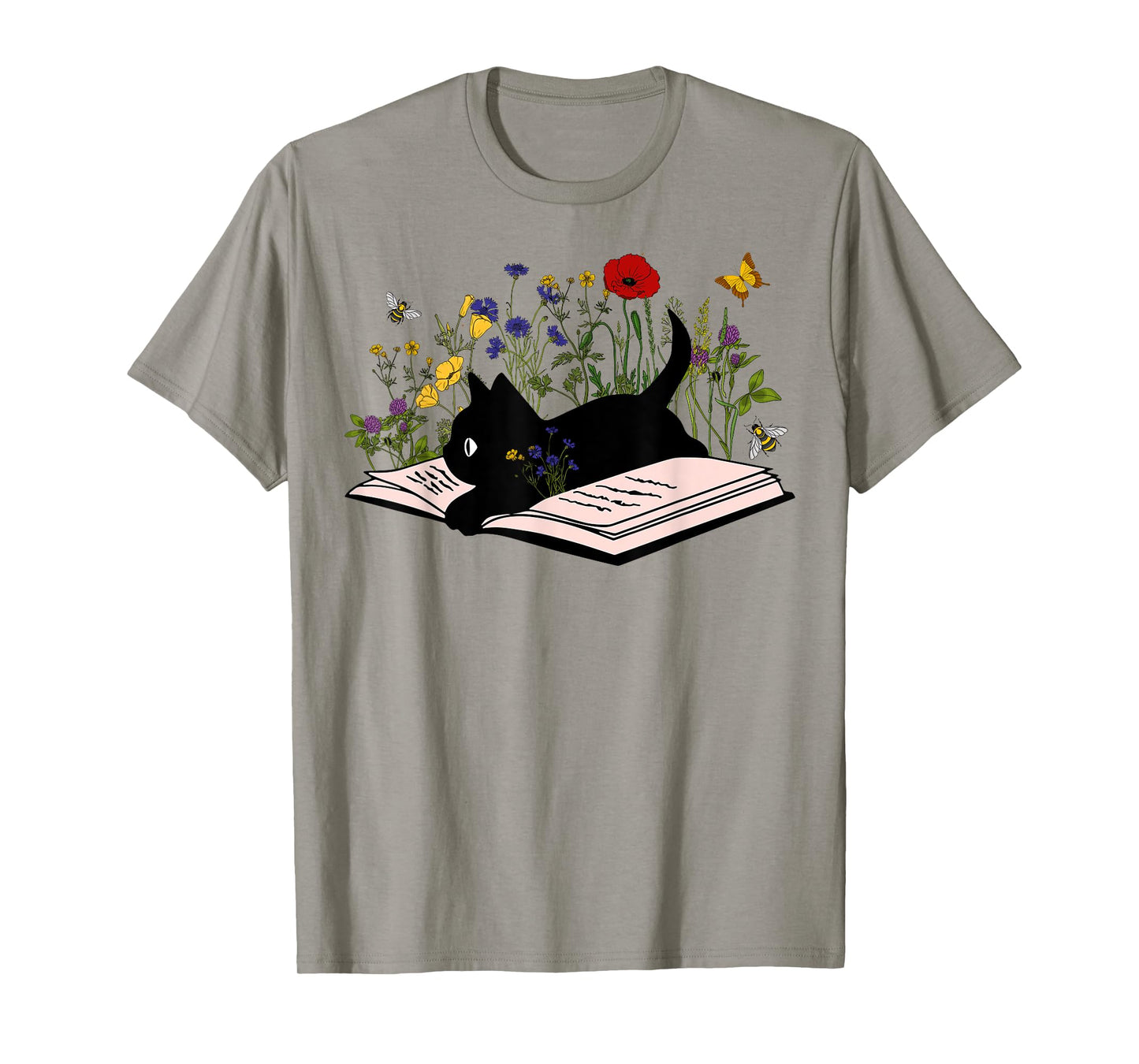 Floral Vintage Aesthetic Painted Kittens and Pressed Flower T-Shirt