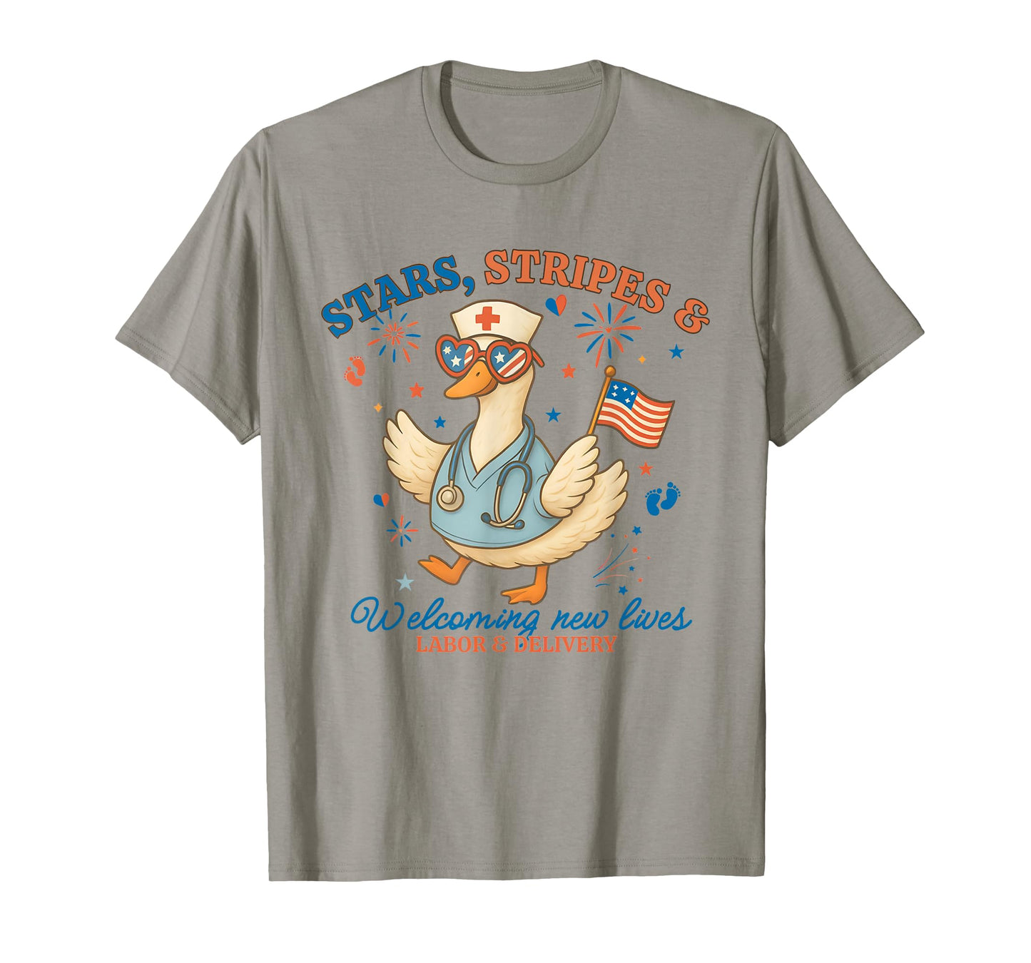 Labor and Delivery Nurse 4th of July Ob Nurse Cute Goose T-Shirt