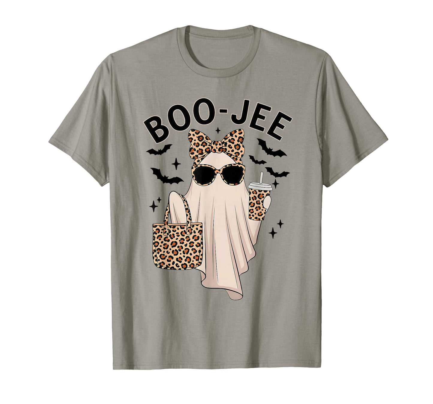 Coquette Leopard Ghost Coffee Boo-JEE Halloween Boujee Ghost T-Shirt