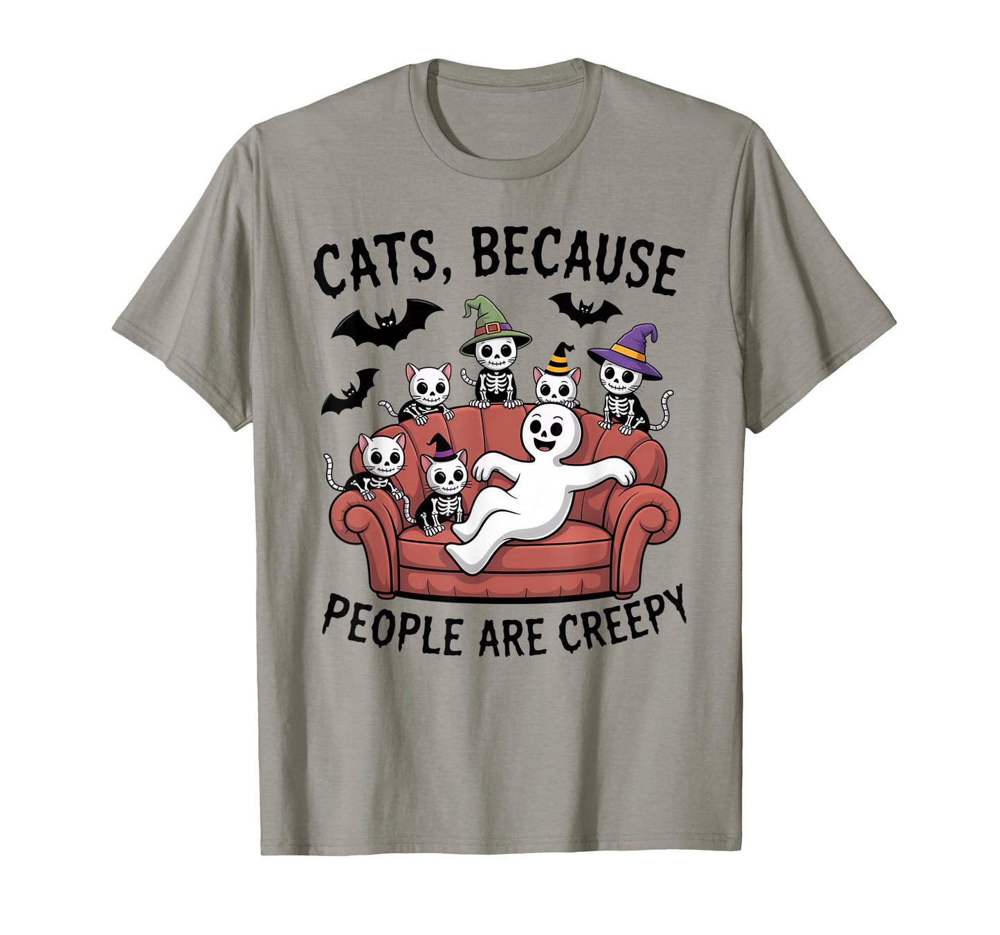 Cats Because People are Creepy Ghost Halloween Cat Mom Kids T-Shirt