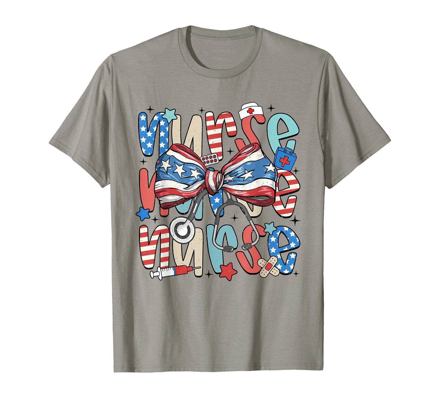 4th Of July Nurse American Flag Fourth Of July Coquette Bow T-Shirt