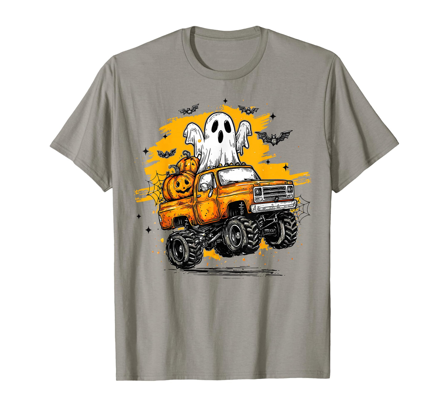 Monster Truck Ghost Pumpkin Halloween Costume Toddler Boys T-Shirt