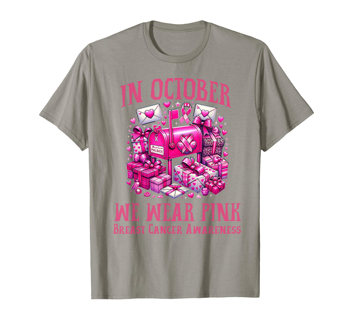 October We Wear Pink Breast Cancer Awareness Postal Worker T-Shirt