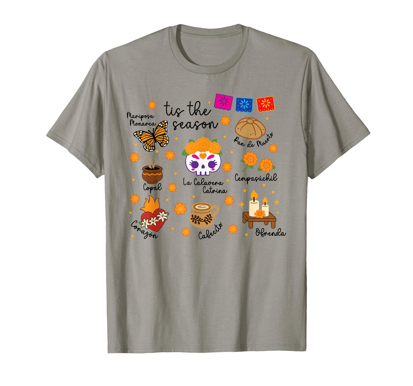 Tis The Season Dia De Los Muertos Sugar Skulls Day of Dead T-Shirt