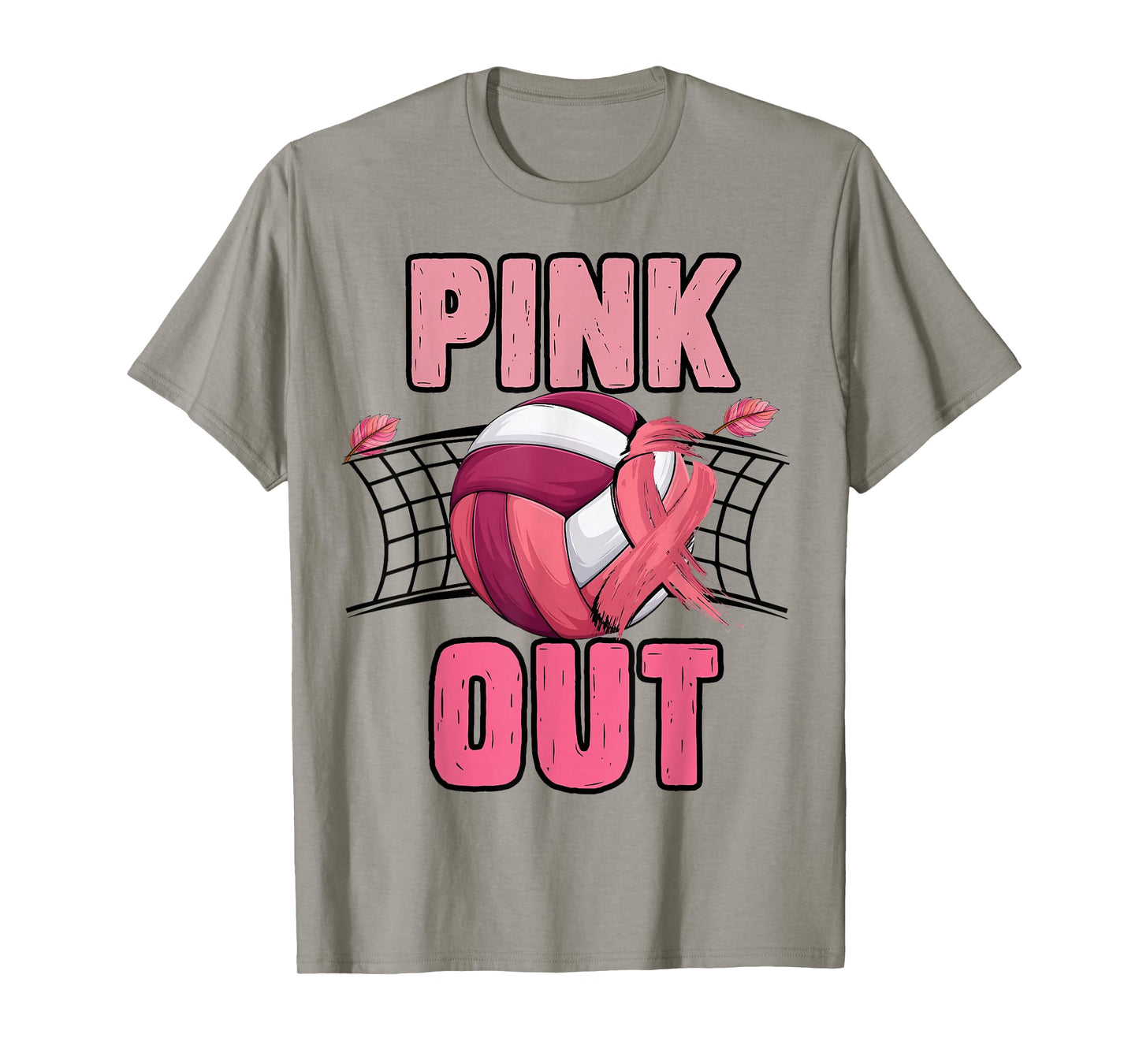 Pink Out Volleyball Breast Cancer Awareness Ribbon Volley T-Shirt
