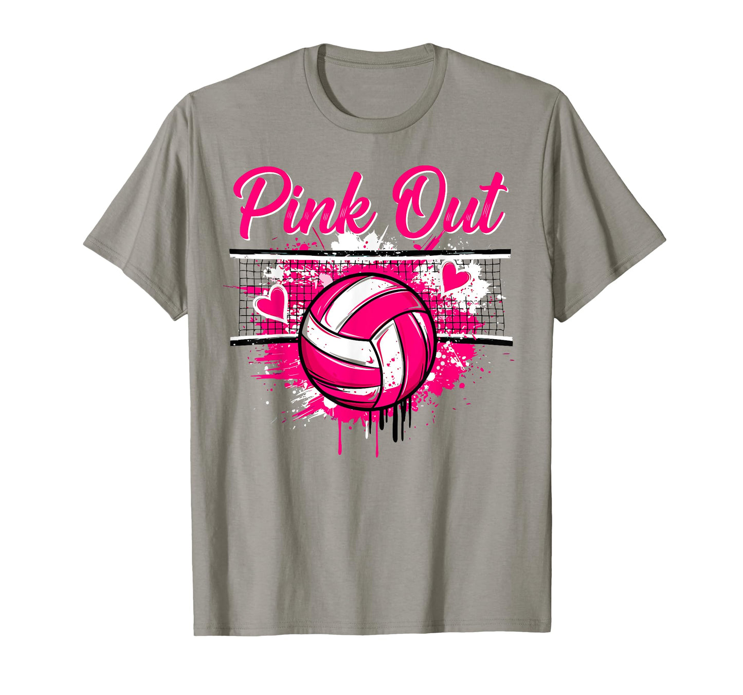 Pink Out Volleyball Breast Cancer Awareness Support Ribbon T-Shirt