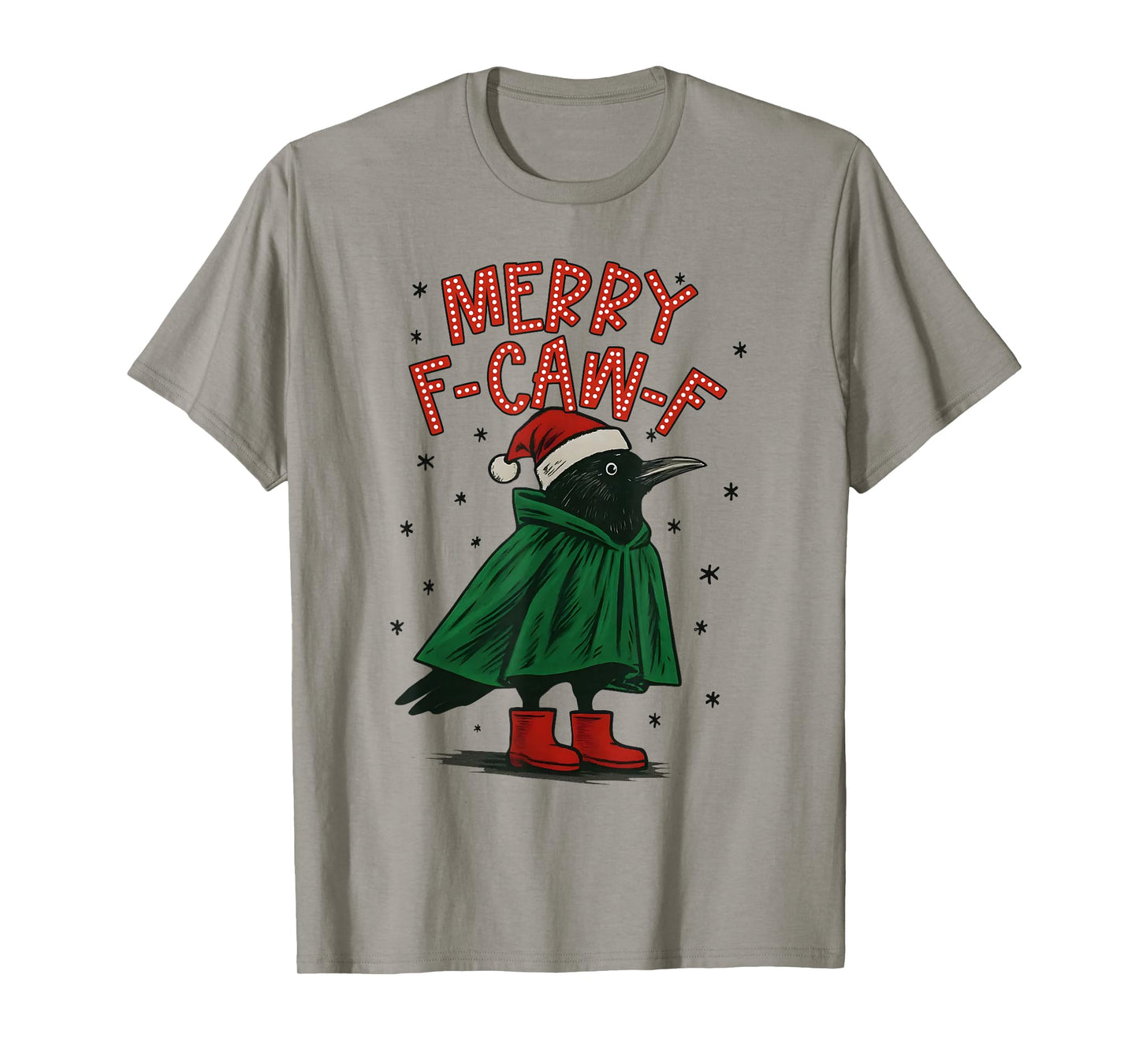 Funny Christmas F-Caw-F Holiday Cute Black Bird Santa Hat T-Shirt