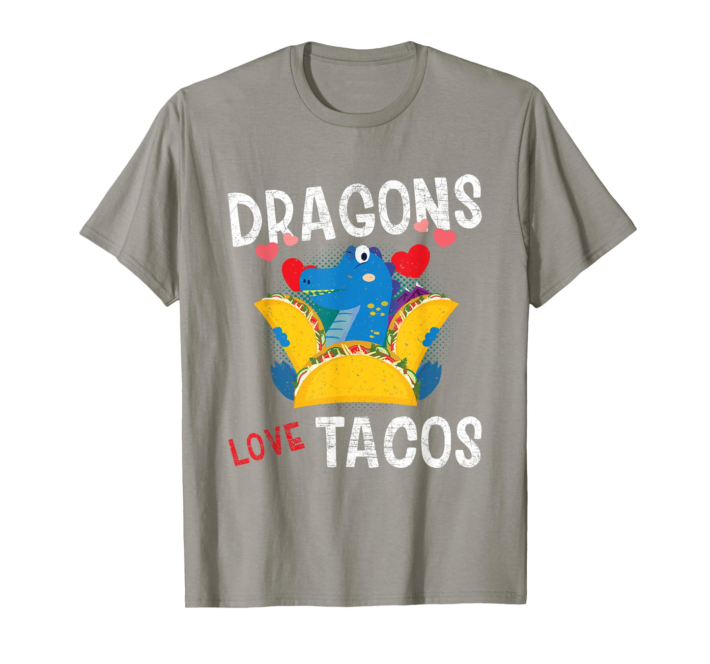 Dragon With Wings Loves Tacos Funny Gift Distressed T-Shirt T-Shirt