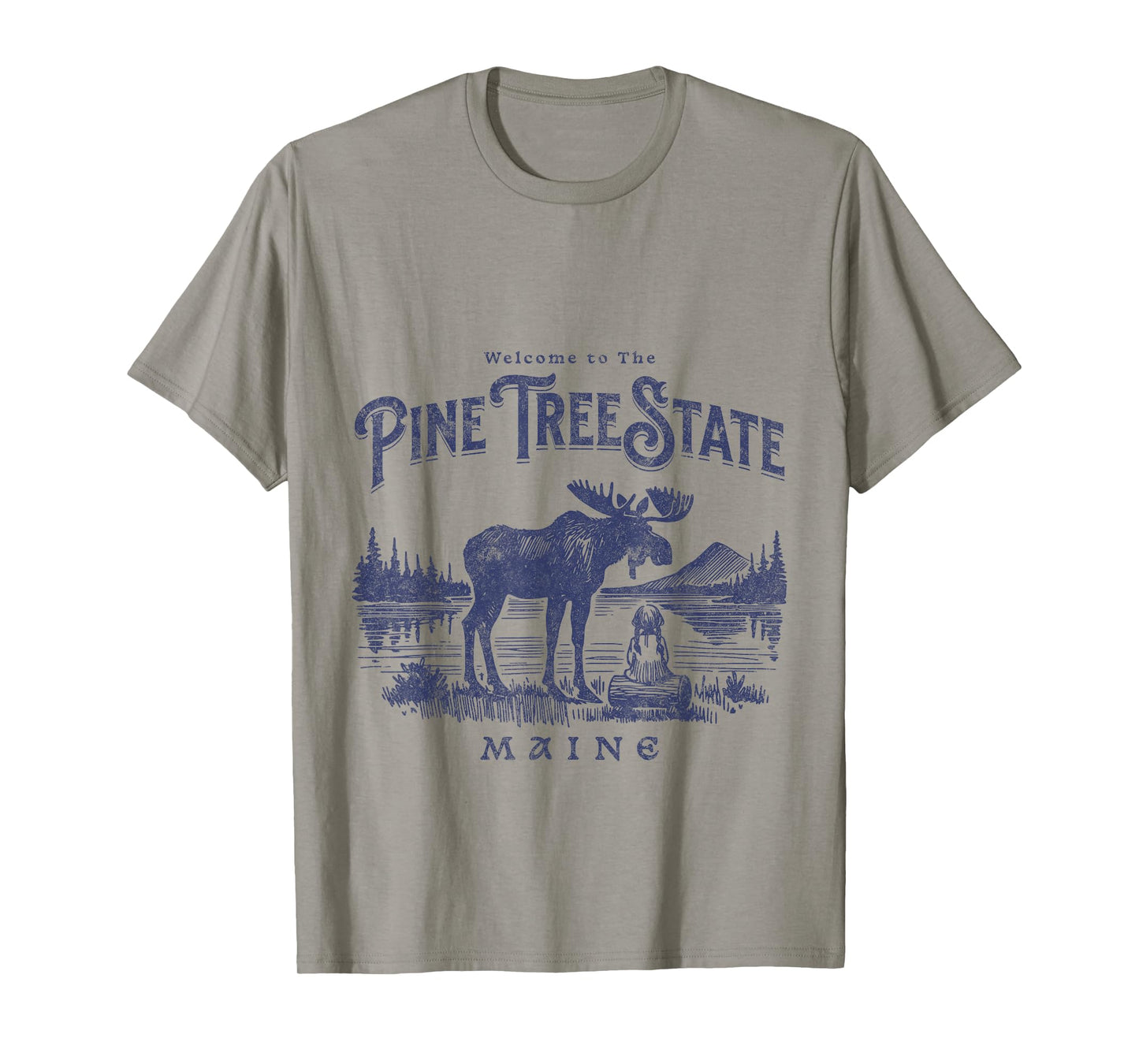 Welcome to The Pine Tree State Maine Moose Scene Nature T-Shirt