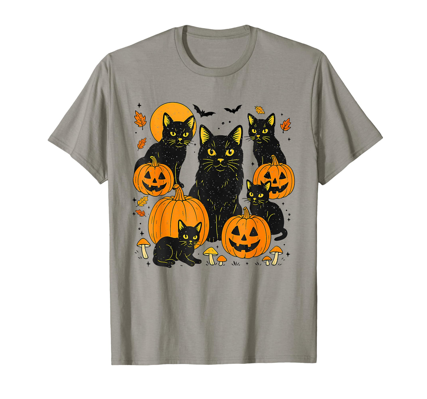 Retro Black Cat Halloween Pumpkin Costume for Women Men Kids T-Shirt