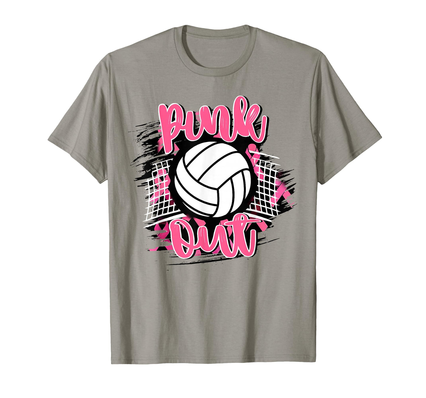 Pink Out Volleyball Breast Cancer Awareness Support Ribbon T-Shirt