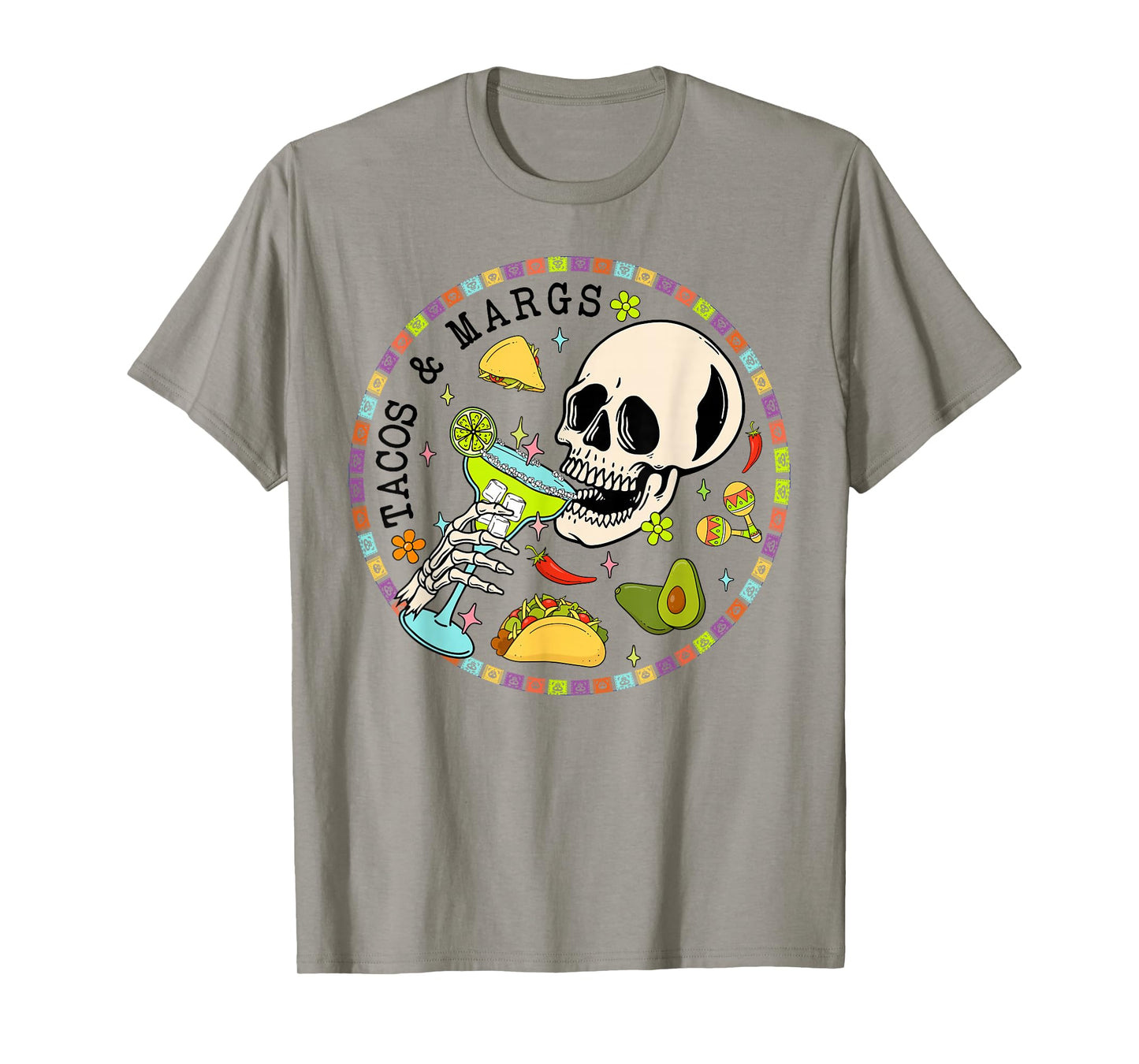 Cinco De Mayo Tacos And Margs Mexican Fiesta Party Skull T-Shirt