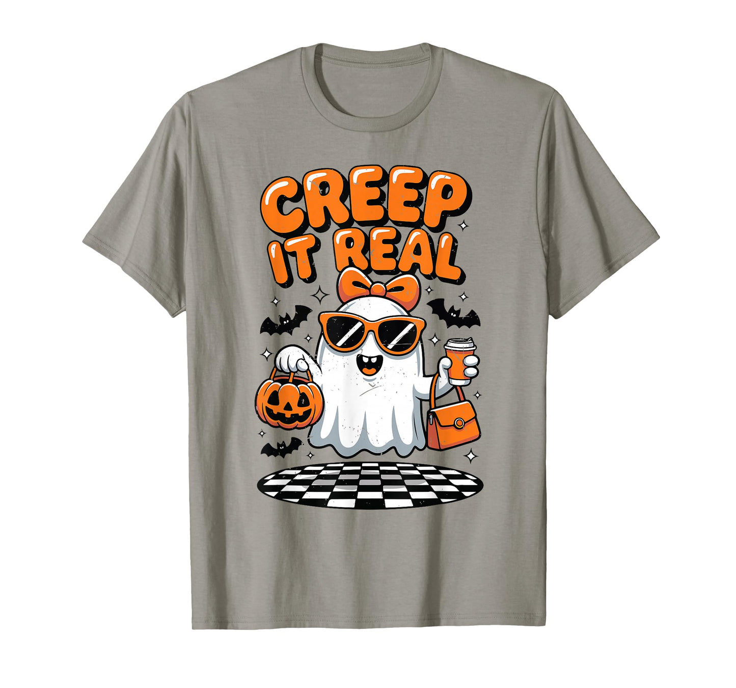 Ghost Drink Coffee Creep It Real Girl Toddler Cute Halloween T-Shirt