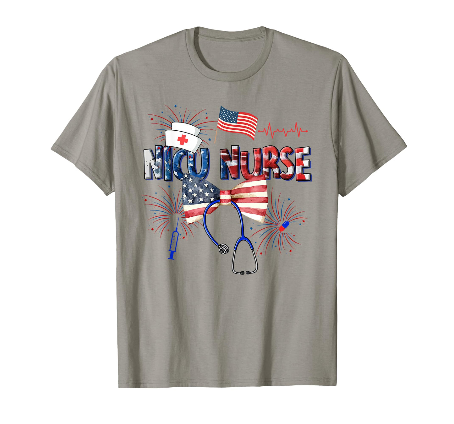 Cute 4th of July NICU Nurse American Flag Fourth Of July T-Shirt