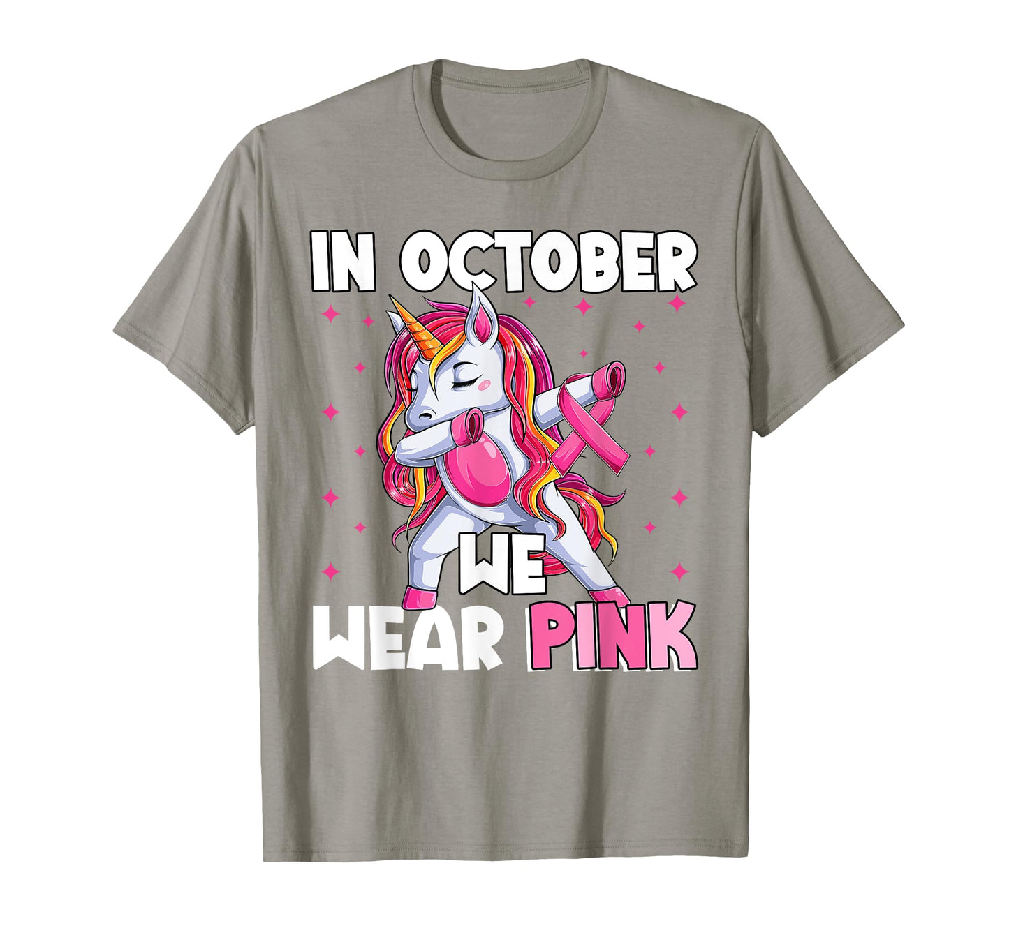 Breast Cancer Girls Kids, Unicorn In October We Wear Pink T-Shirt