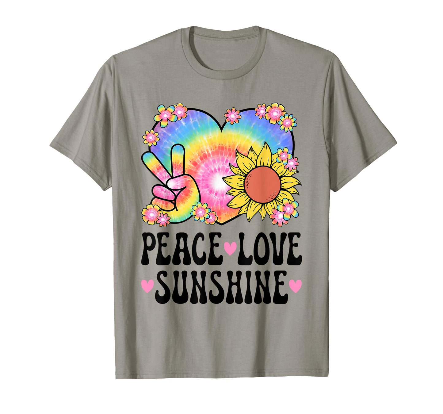 Peace Love Sunshine 60s 70s Sunflower Cute Hippie Outfit T-Shirt