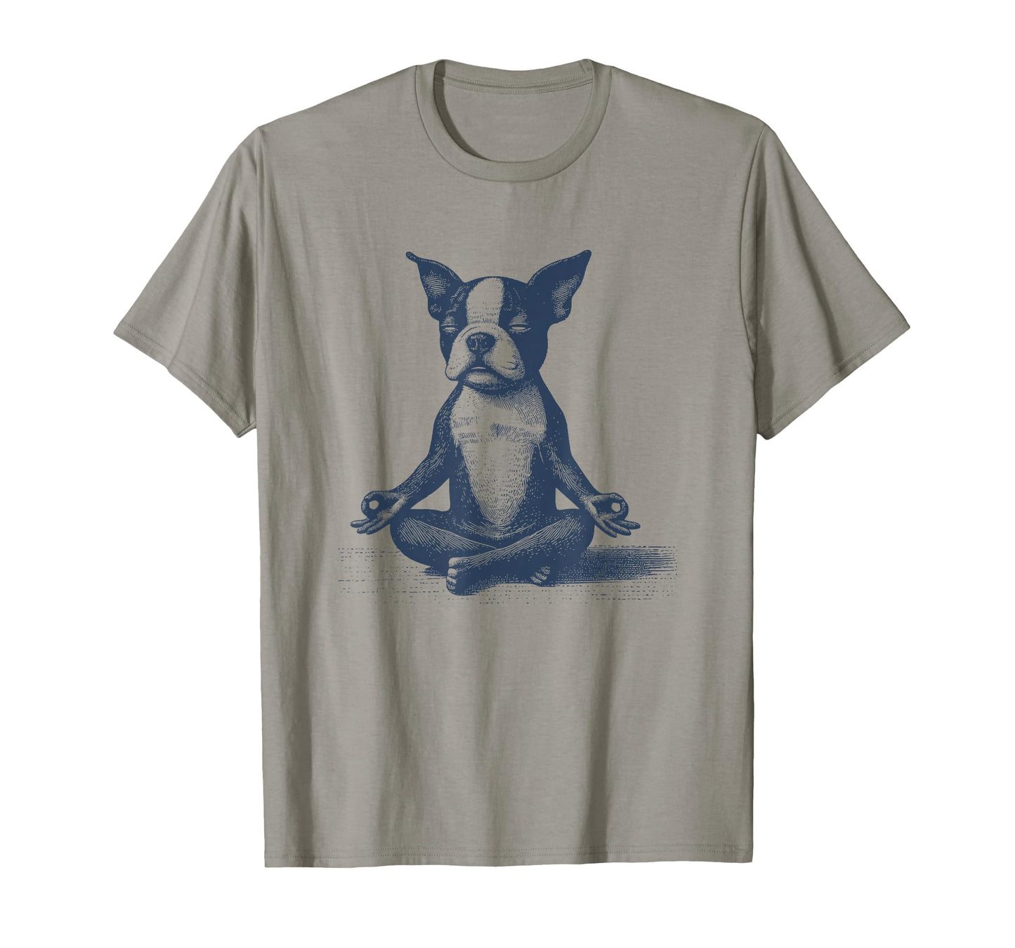 Boston Terrier Lotus Pose Meditating Dog Zen Yoga Class T-Shirt