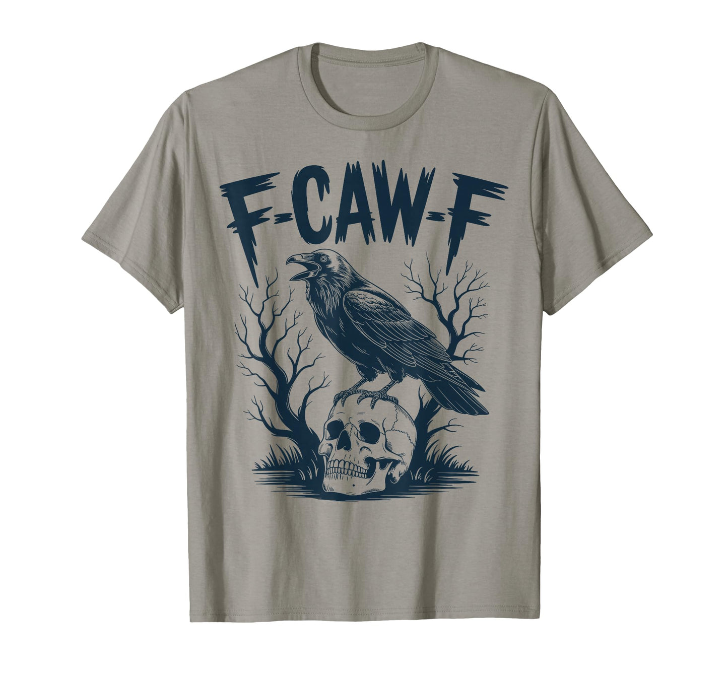 Funny F Caw F Raven Skull Gothic Graphic Halloween Crow Pun T-Shirt