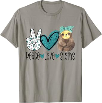 Peace Love Sloths Funny Sloth Gift Hippie Peace T-Shirt