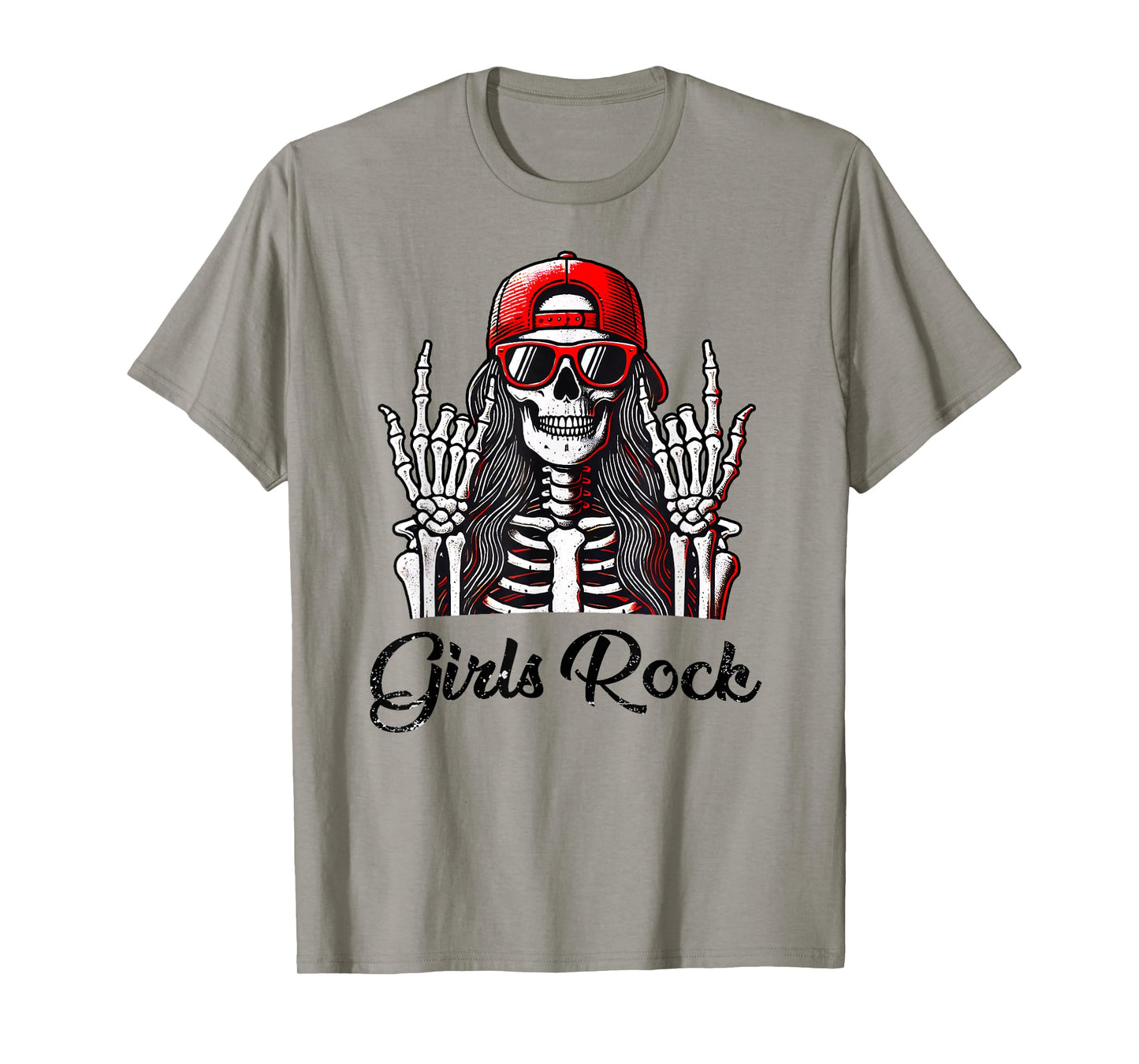 Girls Rock Rock'n Roll Girl Skeleton Rocker Cool Punk Rock T-Shirt