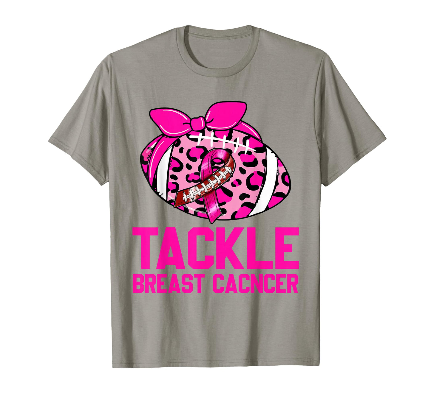 Womans Tackle Football Pink Ribbon Breast Cancer Awareness T-Shirt