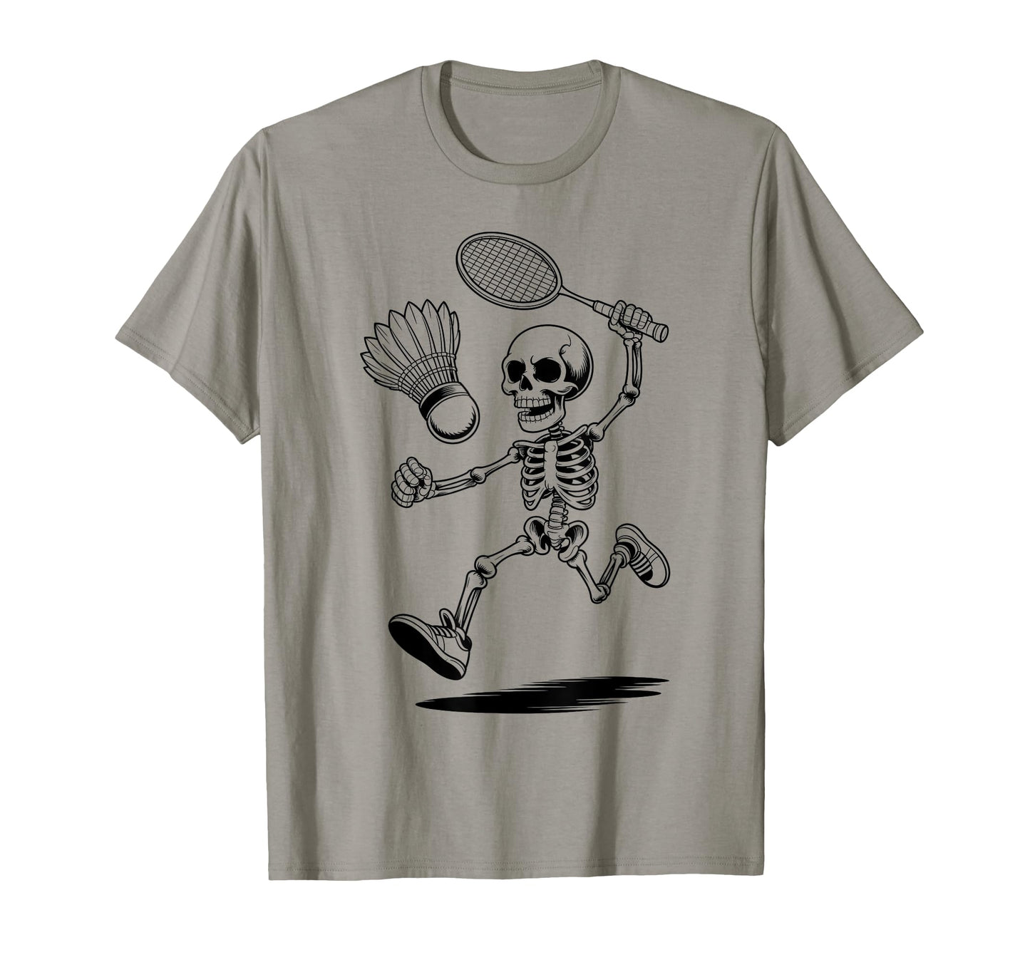 Funny Skeleton Playing Badminton Halloween Trick or Treat T-Shirt