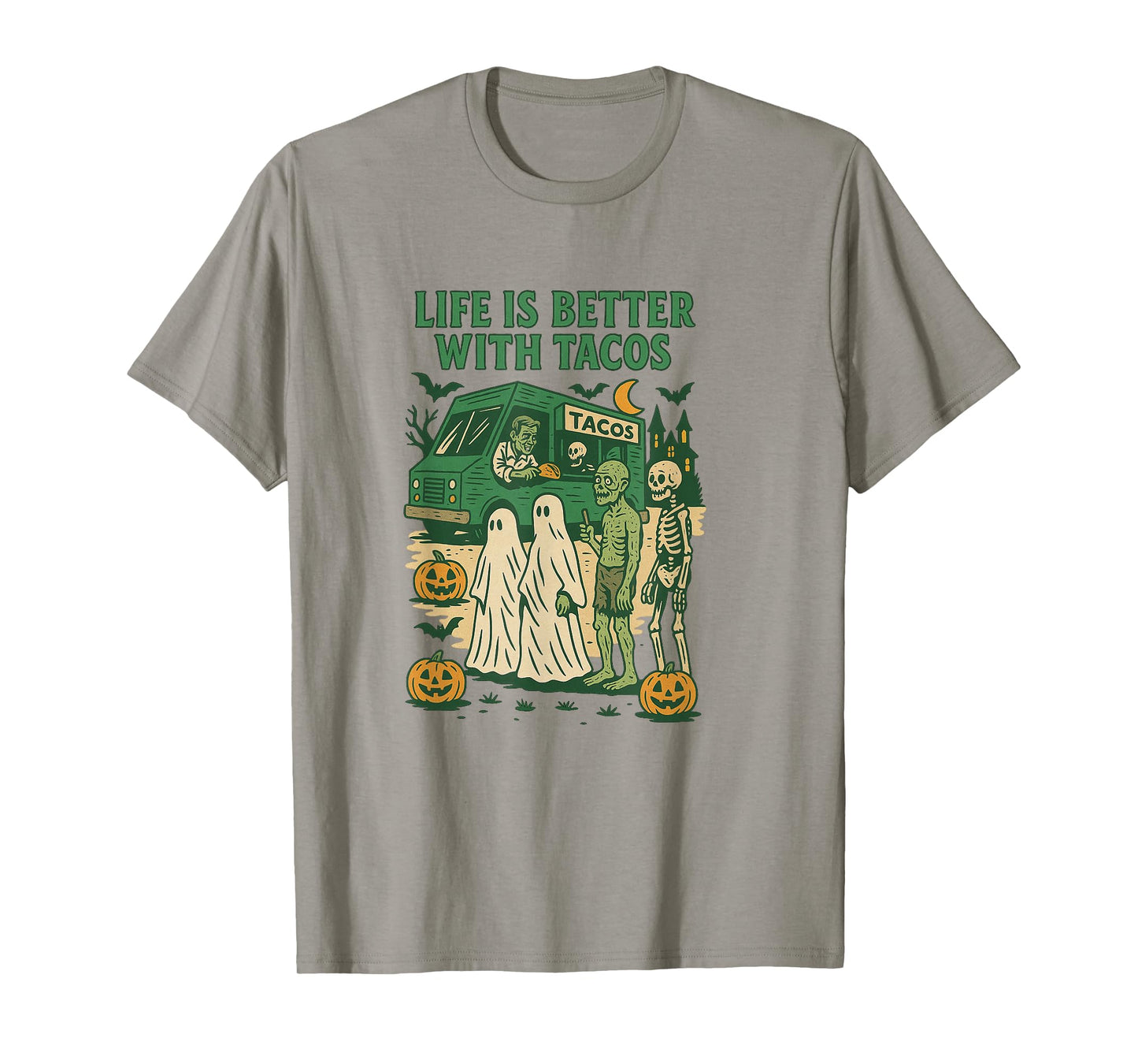 Life is Better with Tacos Retro Halloween Spooky Funny T-Shirt