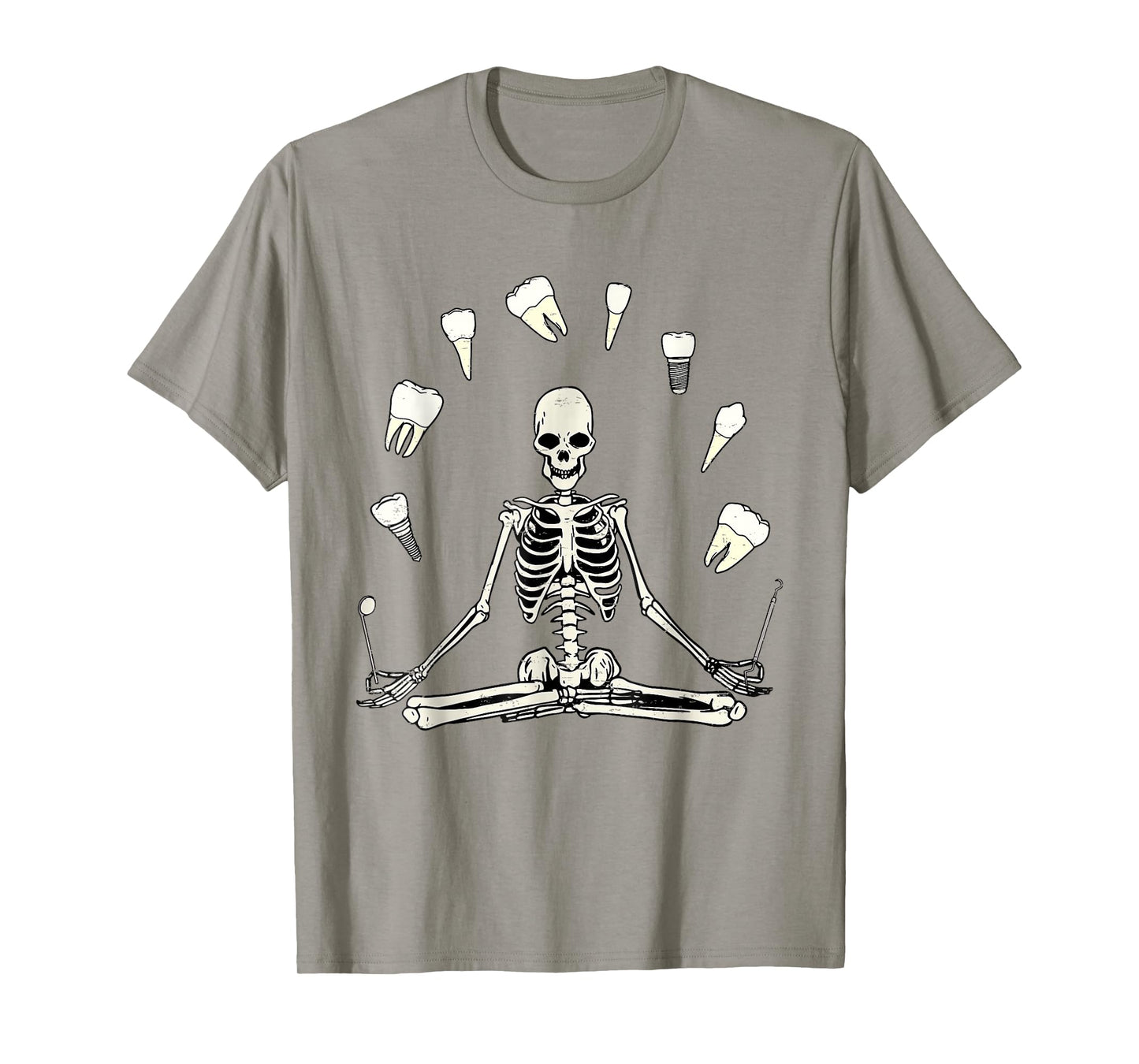 Funny Skeleton Yoga Dental Hygienist Tooth Dentist Halloween T-Shirt