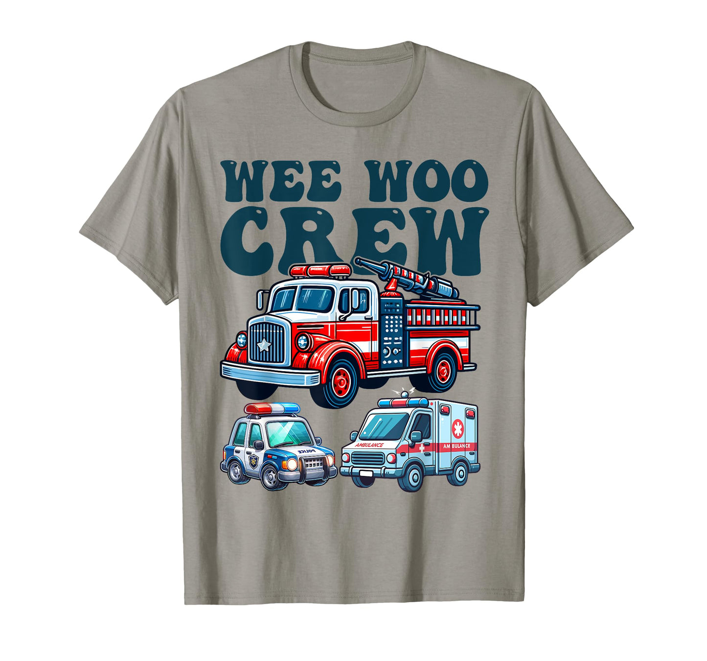 funny Wee Woo Crew Ambulance Firetruck Police Car for Kids T-Shirt