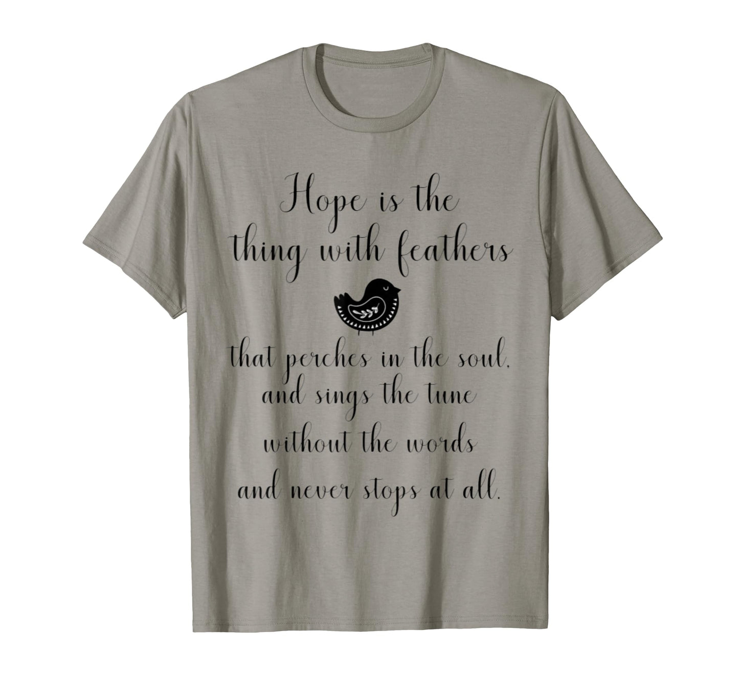 Emily Dickinson Hope is The Thing With Feathers Bird Poetry T-Shirt