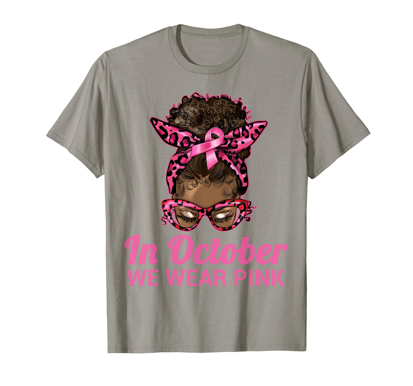 in October We Wear Pink Black Women Breast Cancer Awareness T-Shirt